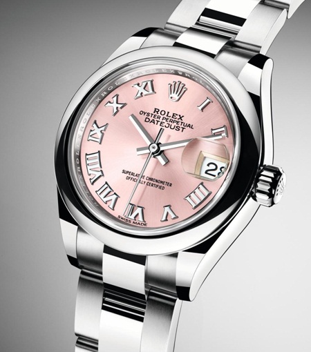 Pink dials Rolex replica watches have calendar function.