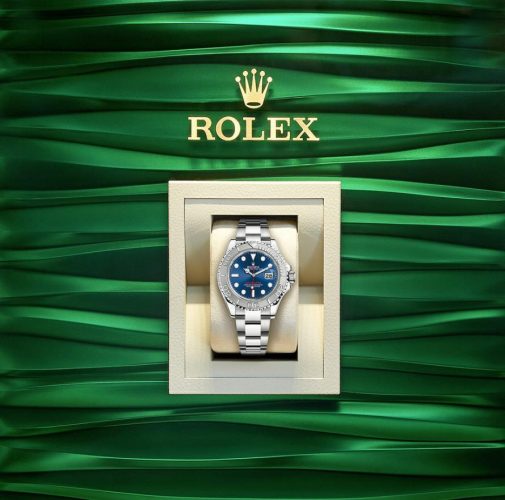 The blue dials replica watches are made from platinum and Oystersteel.