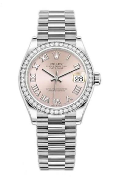 The 18ct white gold fake watch is decorated with diamonds.
