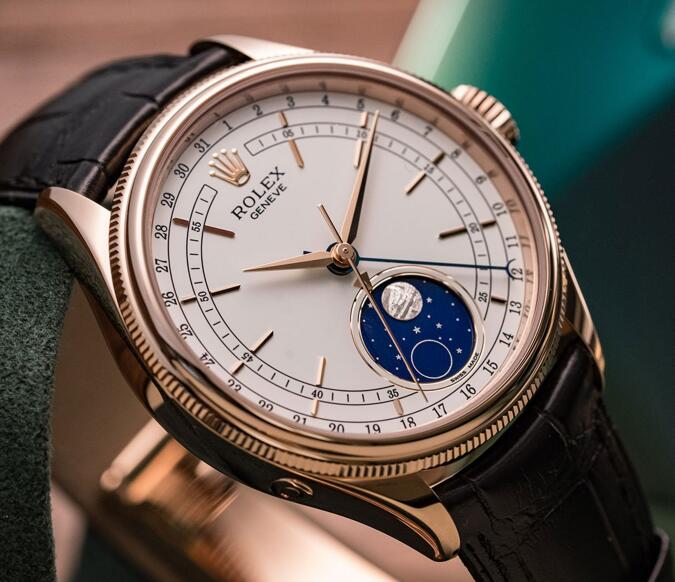 The moon phase makes the fake Rolex Cellini more elegant.