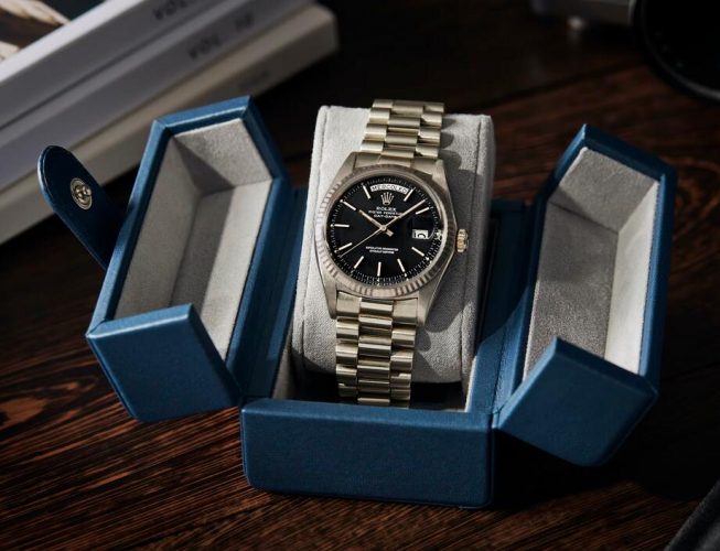 Top 1972 Replica Rolex Day-Date Ref. 1803 Watches UK In 18K White Gold With 'Confetti' Dial